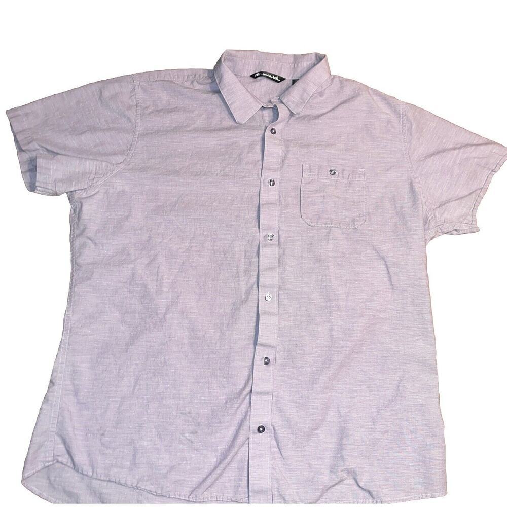 Travis Mathew Shirt Mens XXL Purple Heather Short Sleeve Button